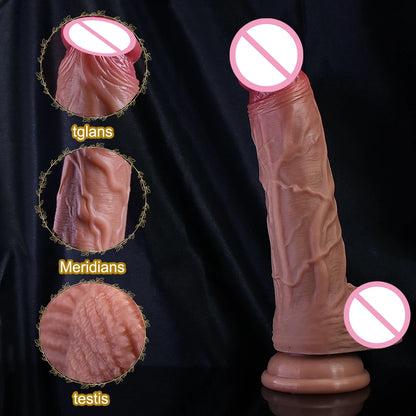 Soft Realistic Dildo – Double Layer Silicone Penis with Suction Cup