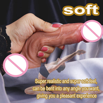 Soft Realistic Dildo – Double Layer Silicone Penis with Suction Cup