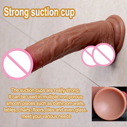 Soft Realistic Dildo – Double Layer Silicone Penis with Suction Cup